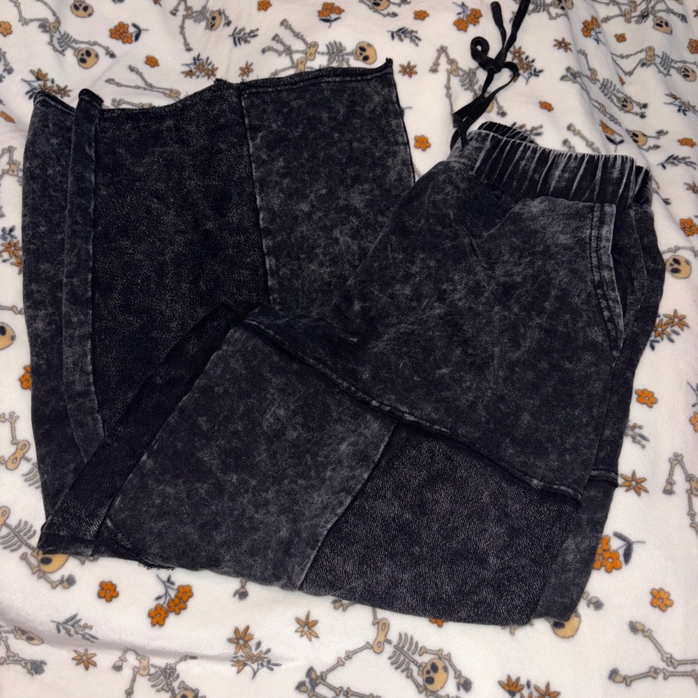 Viral TikTok Black Acid Wash wide leg Joggers